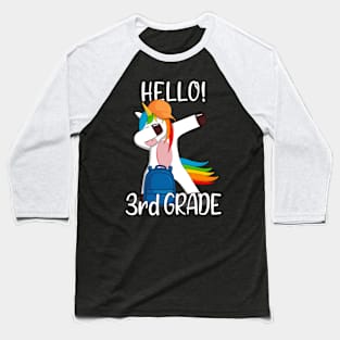 Hello 3rd Grade First Day Of Third Grade Girls Kids Unicorn Baseball T-Shirt